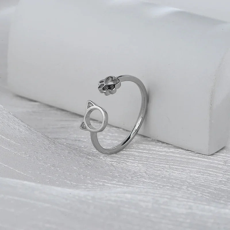 Cat Ring Band with Paws