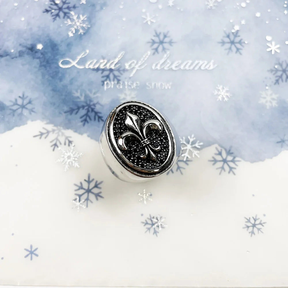 Silver Fleur de Lys Signet Ring