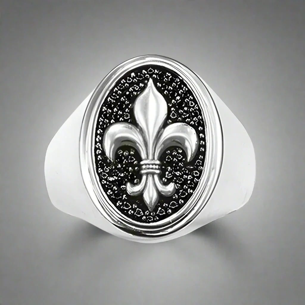 Silver Fleur de Lys Signet Ring