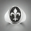 Silver Fleur de Lys Signet Ring