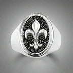 Silver Fleur de Lys Signet Ring