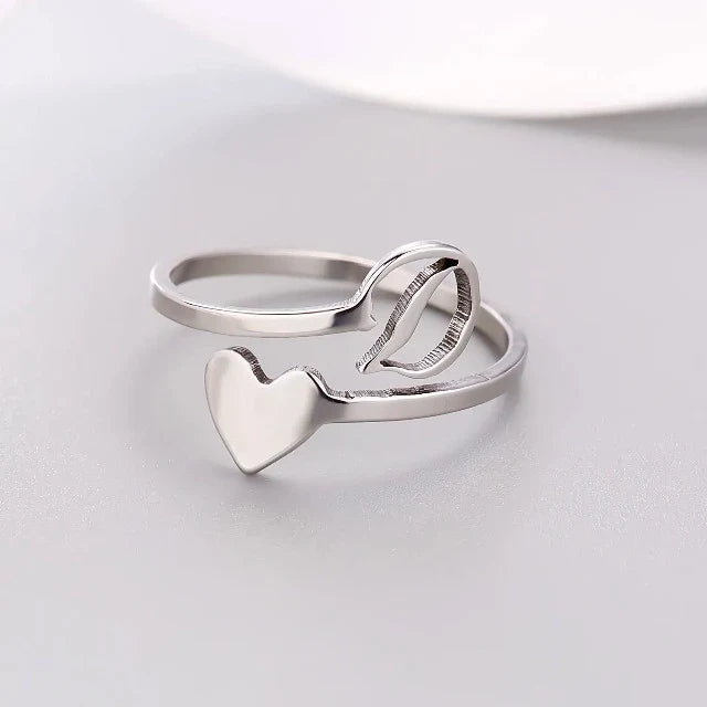 Silver Initial Heart Ring D