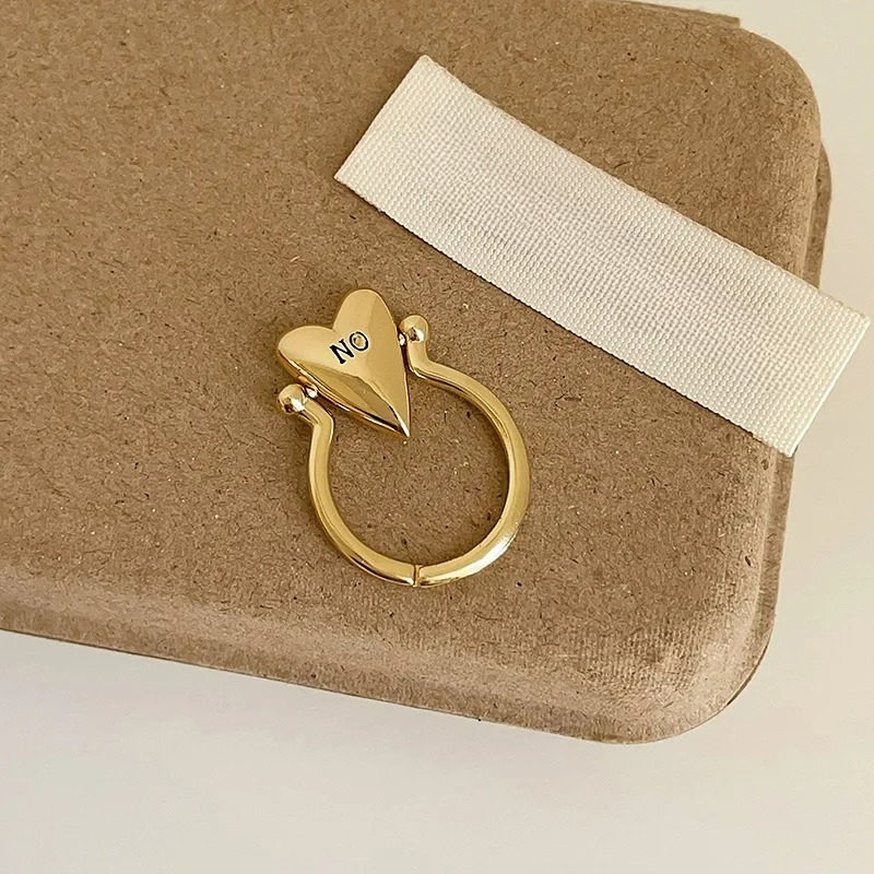 Heart Ring "Yes" and "No" for Loving Couple gold 