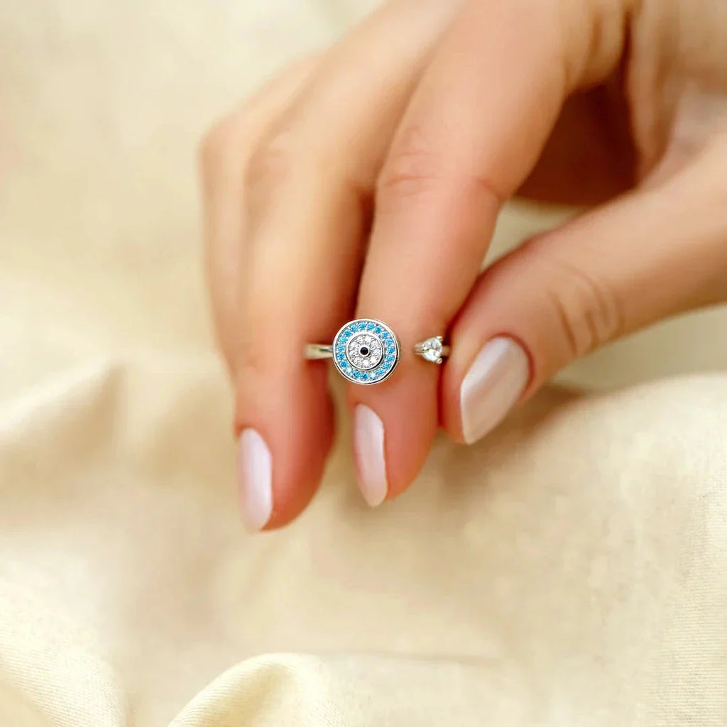 Anti-Anxiety Ring Blue Greek Turkish Eye Matiasma Mataki