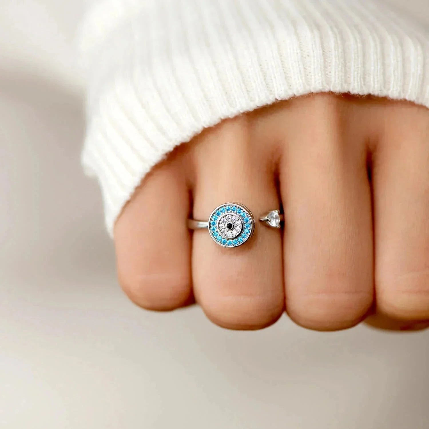 Anti-Anxiety Ring Blue Greek Turkish Eye Matiasma Mataki