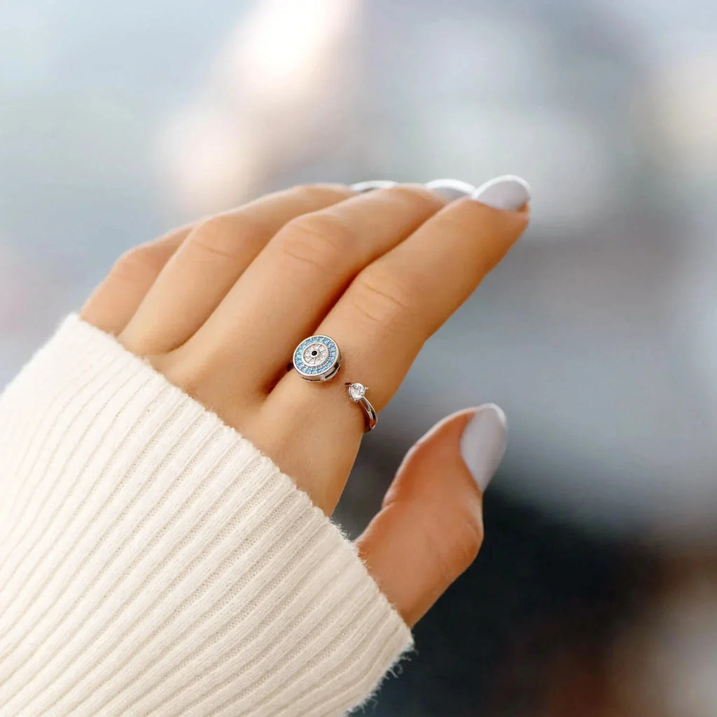 Anti-Anxiety Ring Blue Greek Turkish Eye Matiasma Mataki