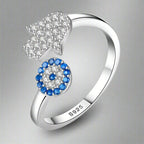 Ring Against the Evil Eye Blue Greek Turkish Matiasma Mataki in Silver