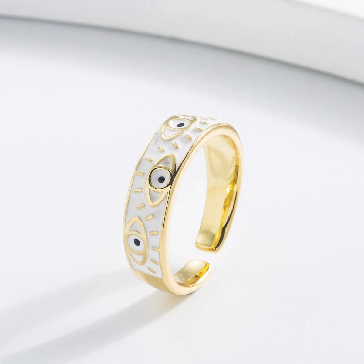 Ring Against Evil Eye Blue Turkish Ring White
