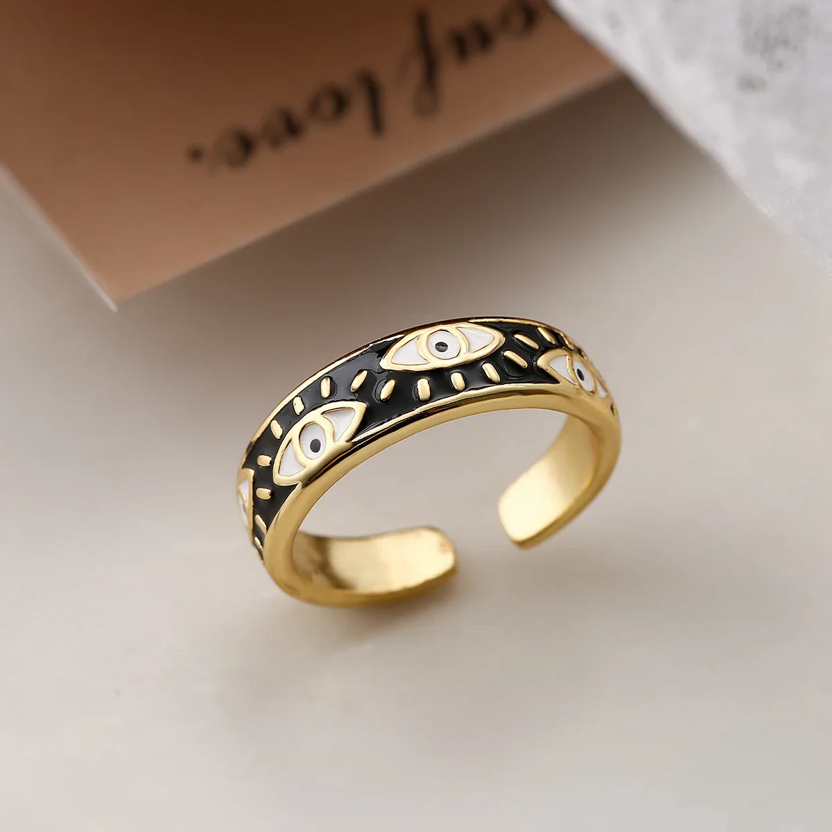 Ring Against Evil Eye Blue Turkish Ring Black