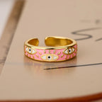Ring Against Evil Eye Blue Turkish Ring Pink