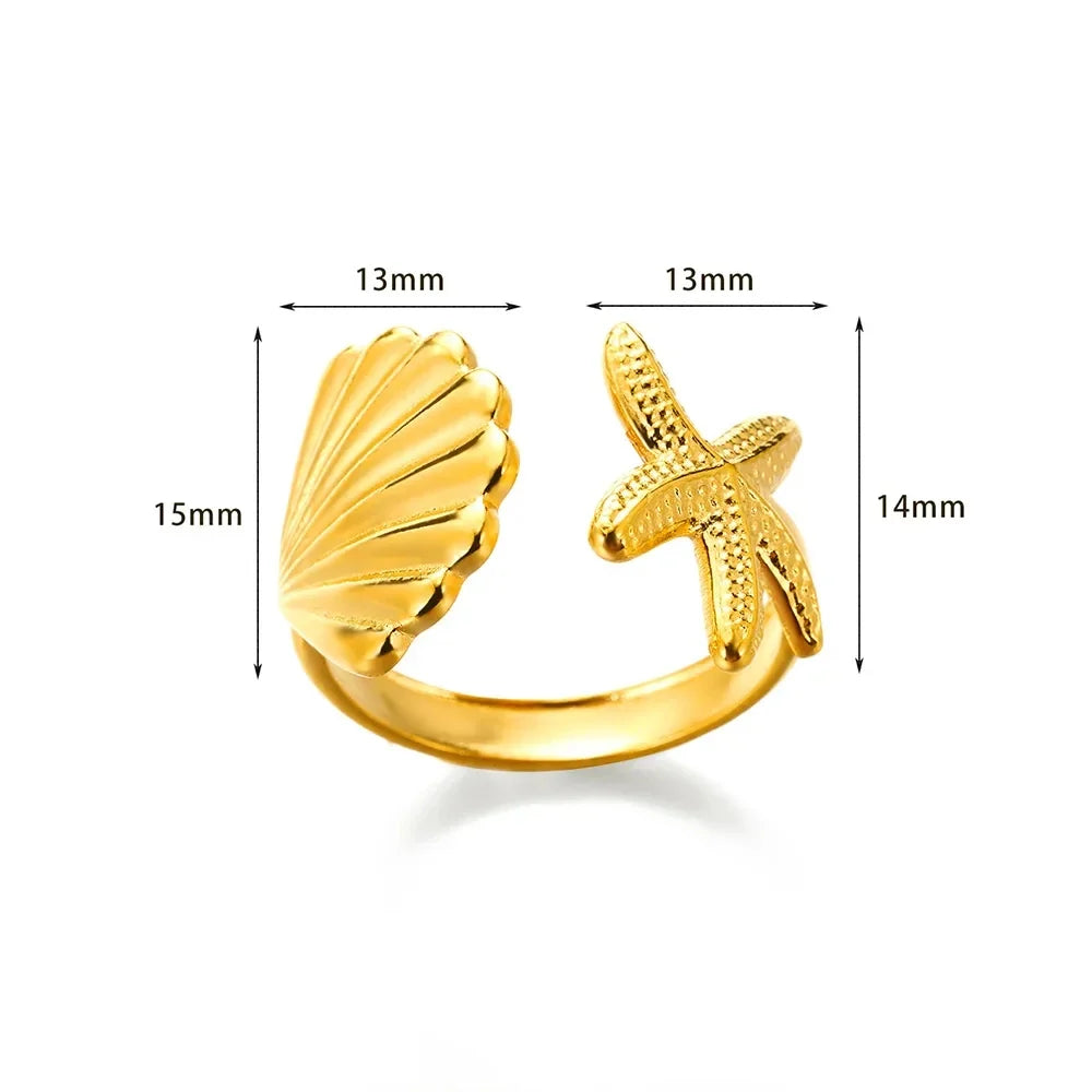 Shell and starfish ring