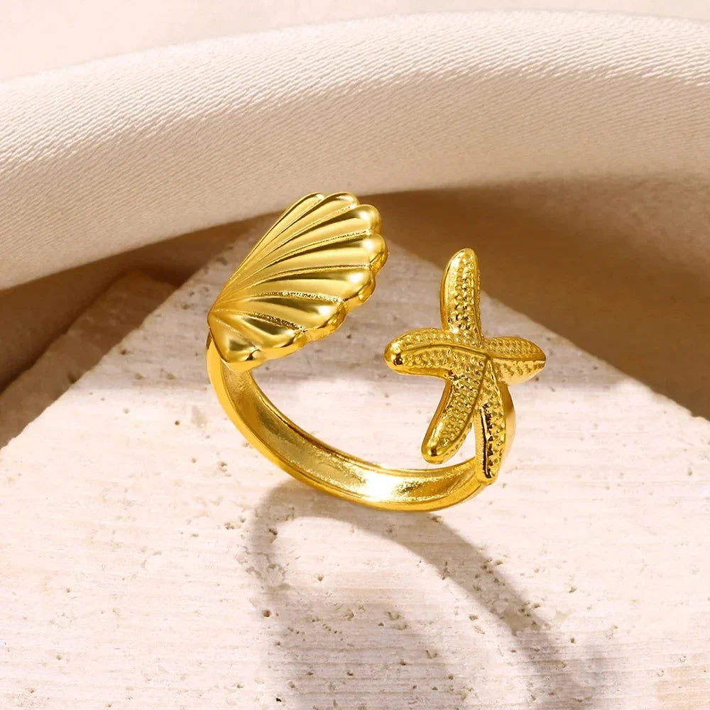 Shell and starfish ring