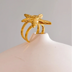 Gold-tone starfish seashell ring for women