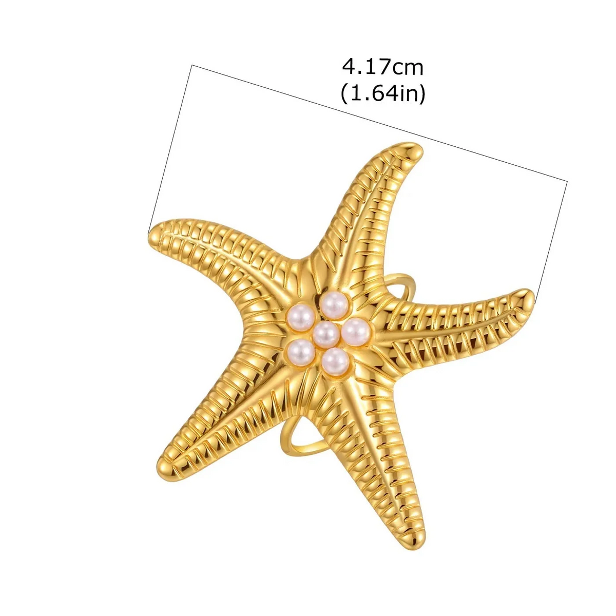 Gold-tone starfish shell ring