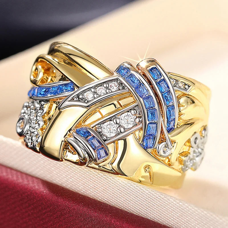Vintage gold-tone ring with cubic zirconia