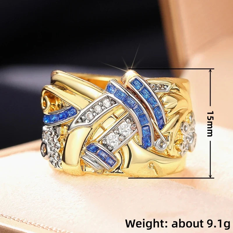 Vintage gold-tone ring with cubic zirconia