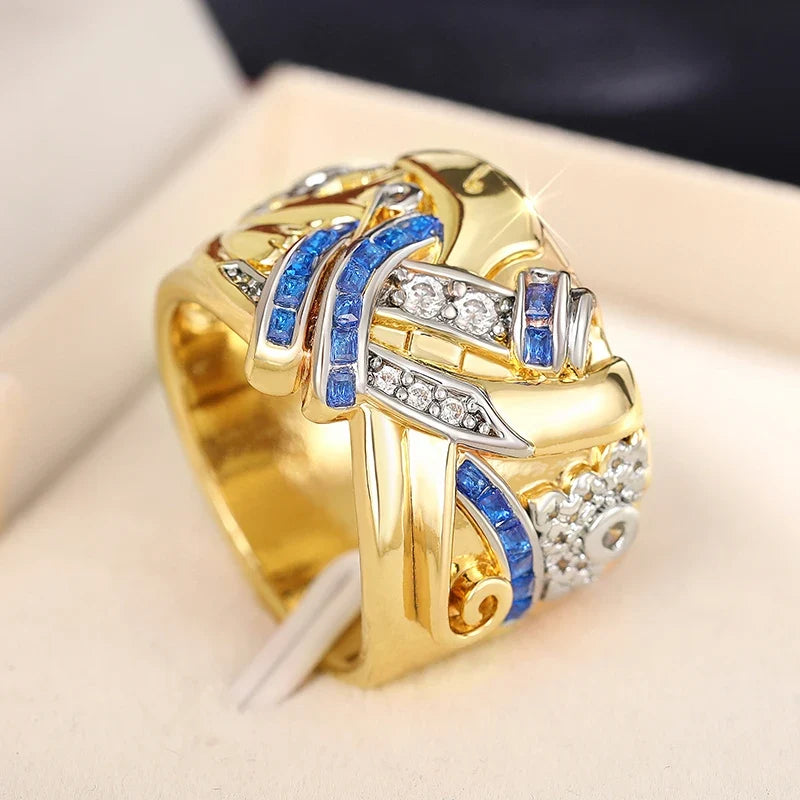 Vintage gold-tone ring with cubic zirconia