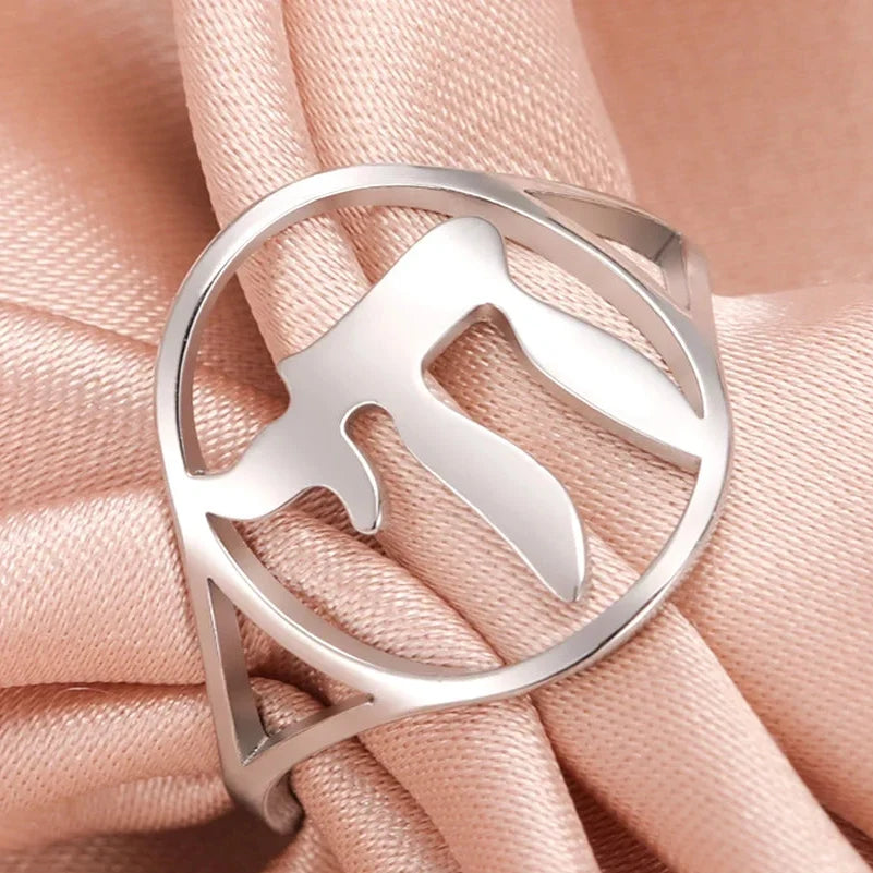 Hollow ring with the Jewish life symbol Chai in silver