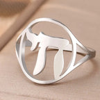 Hollow ring with the Jewish life symbol Chai in silver