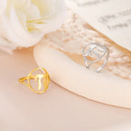 Hollow ring with the Jewish life symbol Chai
