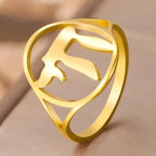 Hollow ring with the Jewish life symbol Chai in gold