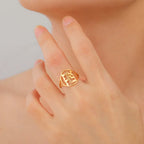 Hollow ring for men or women with Jewish Hebrew engraving in gold