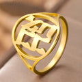 Hollow ring for men or women with Jewish Hebrew engraving in gold