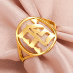 Hollow ring for men or women with Jewish Hebrew engraving in gold