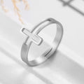 Discrete Cross Ring silver
