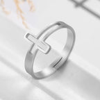 Discrete Cross Ring silver