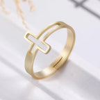 Discrete Cross Ring gold