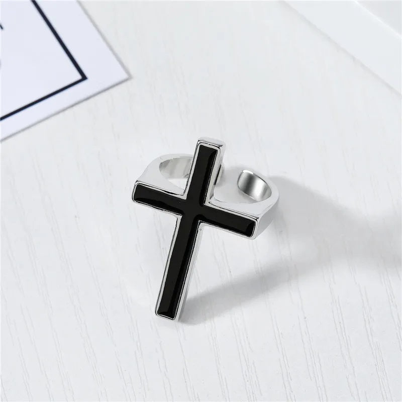 Black Gothic Cross Ring Christian Men