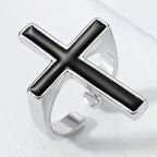 Black Gothic Cross Ring Christian Men