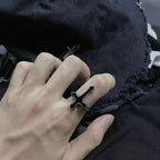 Black Silver Men's Cross Ring