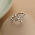 Cross Ring & Zircon Stone Woman silver