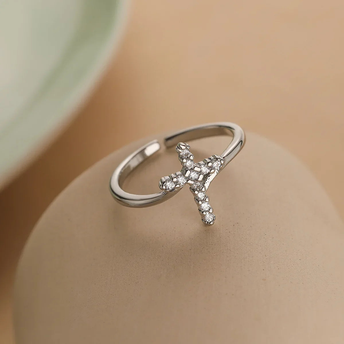 Cross Ring & Zircon Stone Woman silver