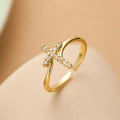 Cross Ring & Zircon Stone Woman gold