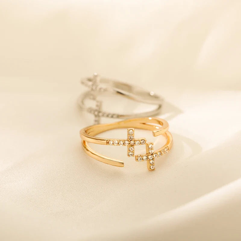 Christian Cross Zircon Ring for Women