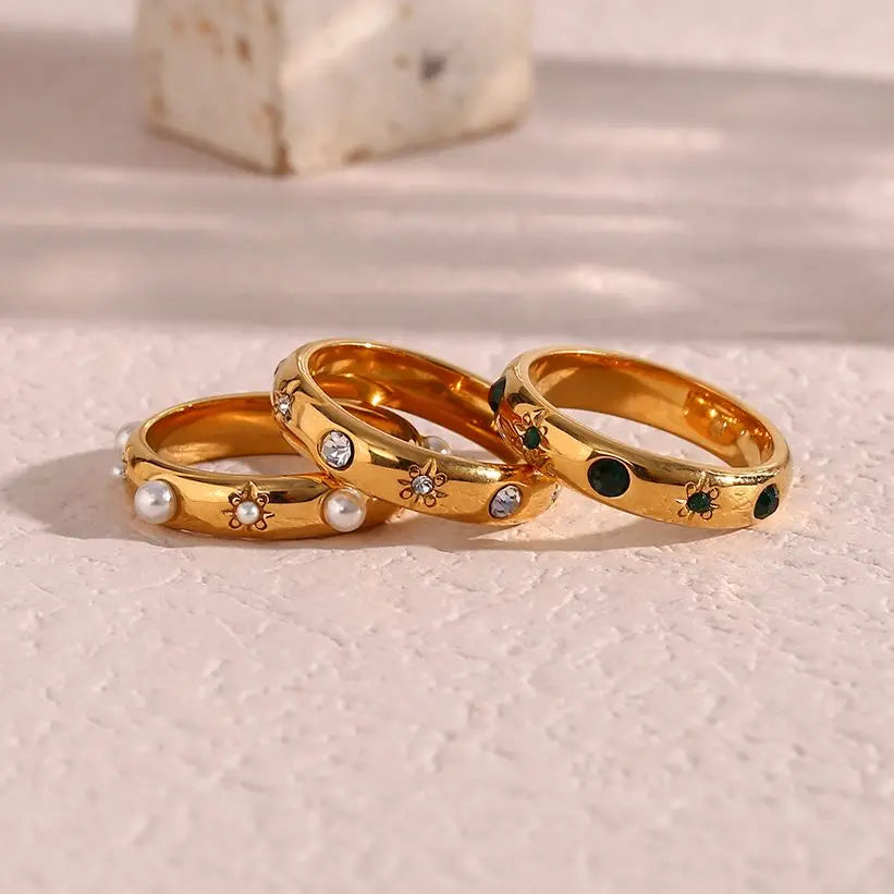 Stylish Ring with Pearls and Zircon 1