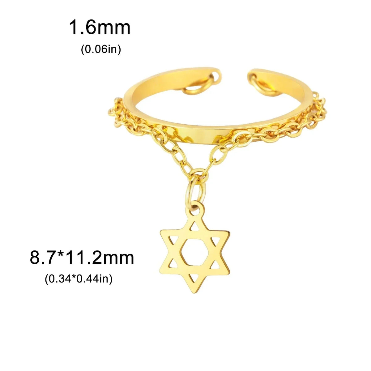 Designer ring with the Star of David, Jewish symbol, gold