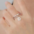 Designer ring with the Star of David, Jewish symbol, silver