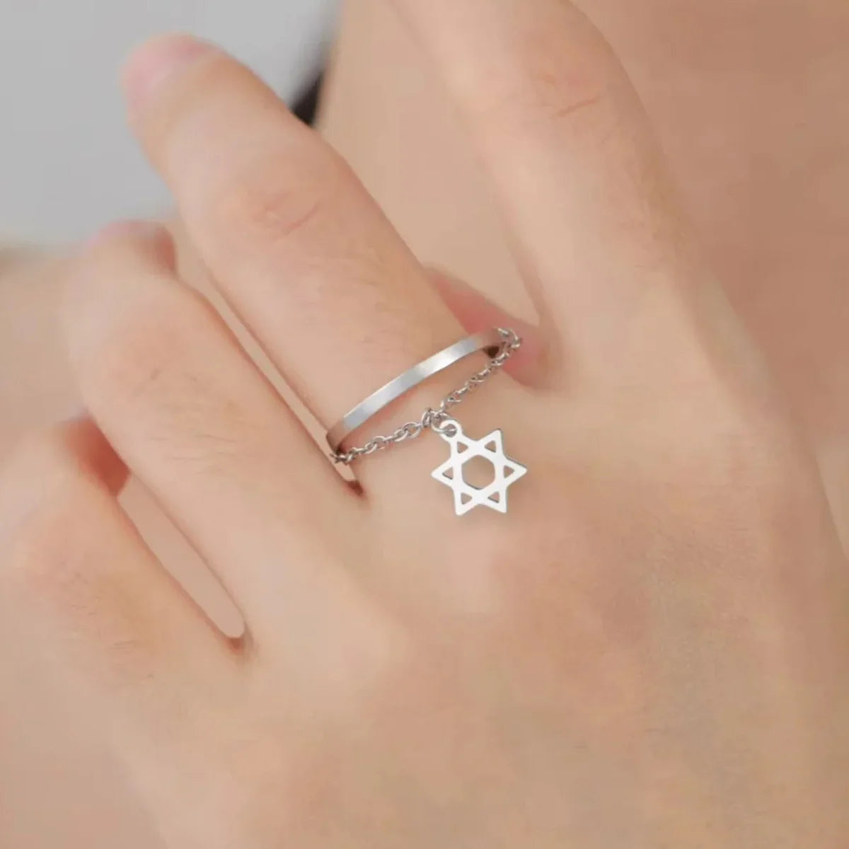 Designer ring with the Star of David, Jewish symbol, silver