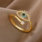 Diamond Ring Against the Evil Eye Blue Greek Turkish Matiasma Mataki Gold
