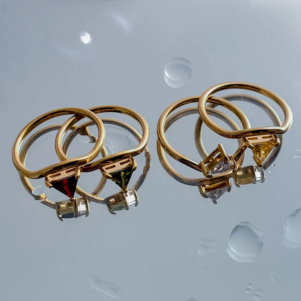 Gold-plated ring with triangular birthstone - November