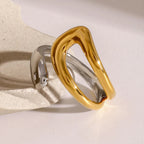 Gold and Silver Ring Hollow Water Drop Band
