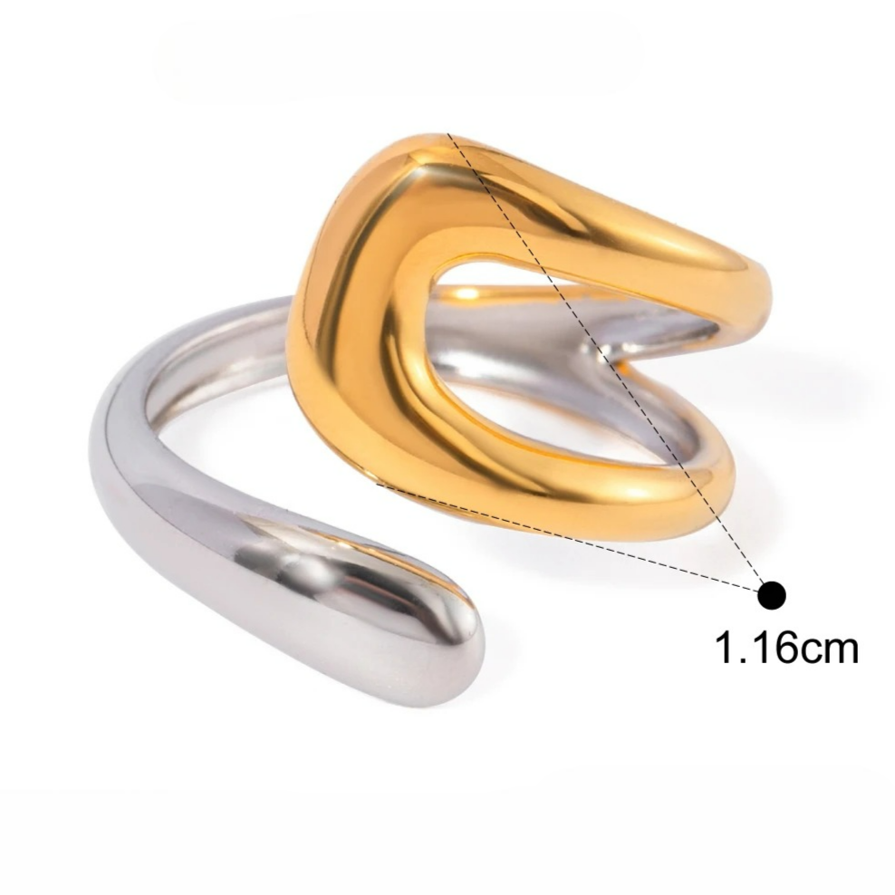 Gold and Silver Ring Hollow Water Drop Band