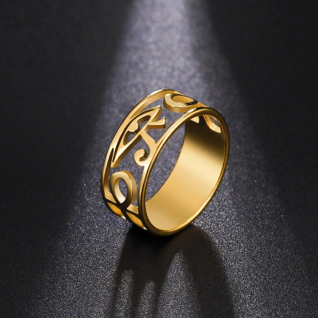 Egyptian Women's Ring Eye of Horus Gold Ring