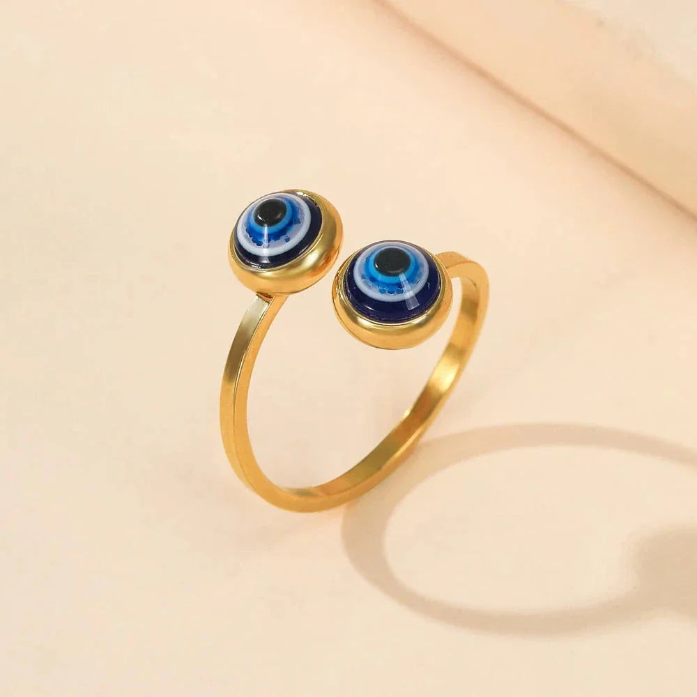 Elegant Turkish Ring Against the Evil Eye gold