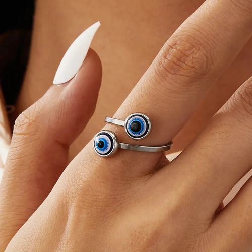 Elegant Turkish Ring Against the Evil Eye silver