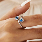Elegant Turkish Ring Against the Evil Eye silver